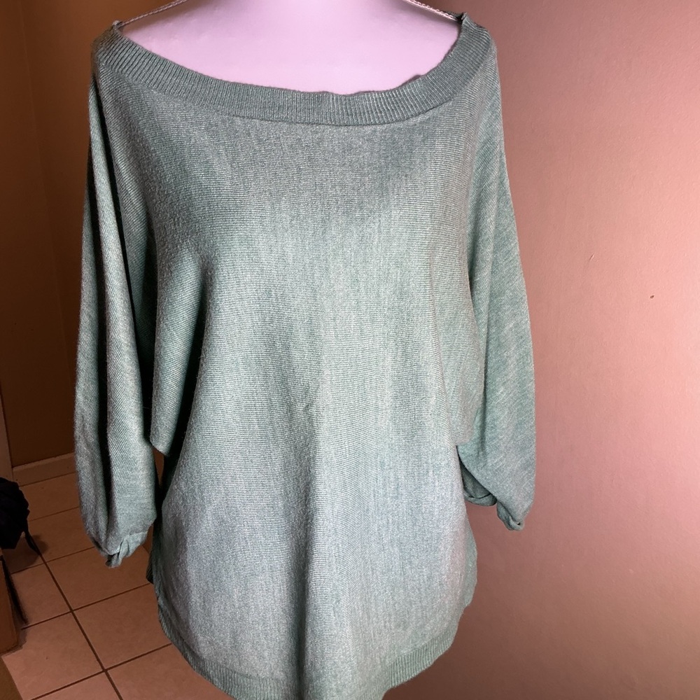 Soho Off-Shoulder Light Green Sweater